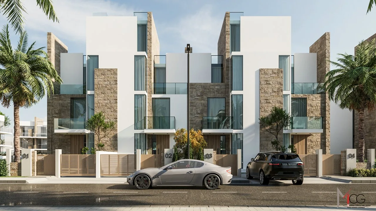 Recreación: Townhouse facades (developer render)
