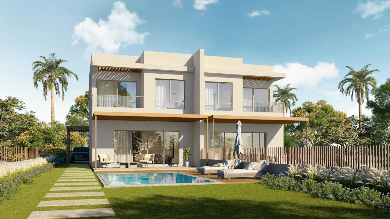 تصميم تخيلي: Twin house, garden side