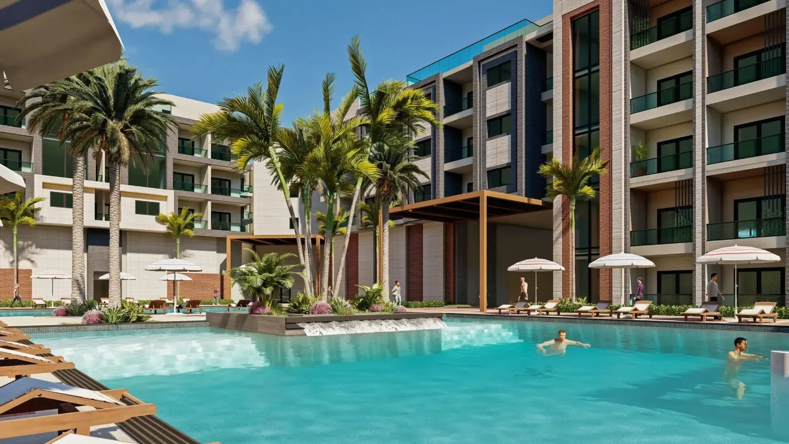 Recreación: Pool and gardens (developer render)