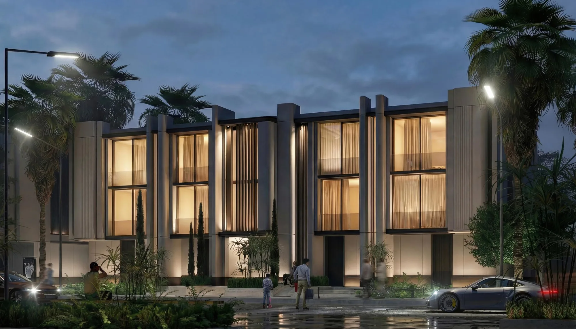 تصميم تخيلي: Townhouses at dusk