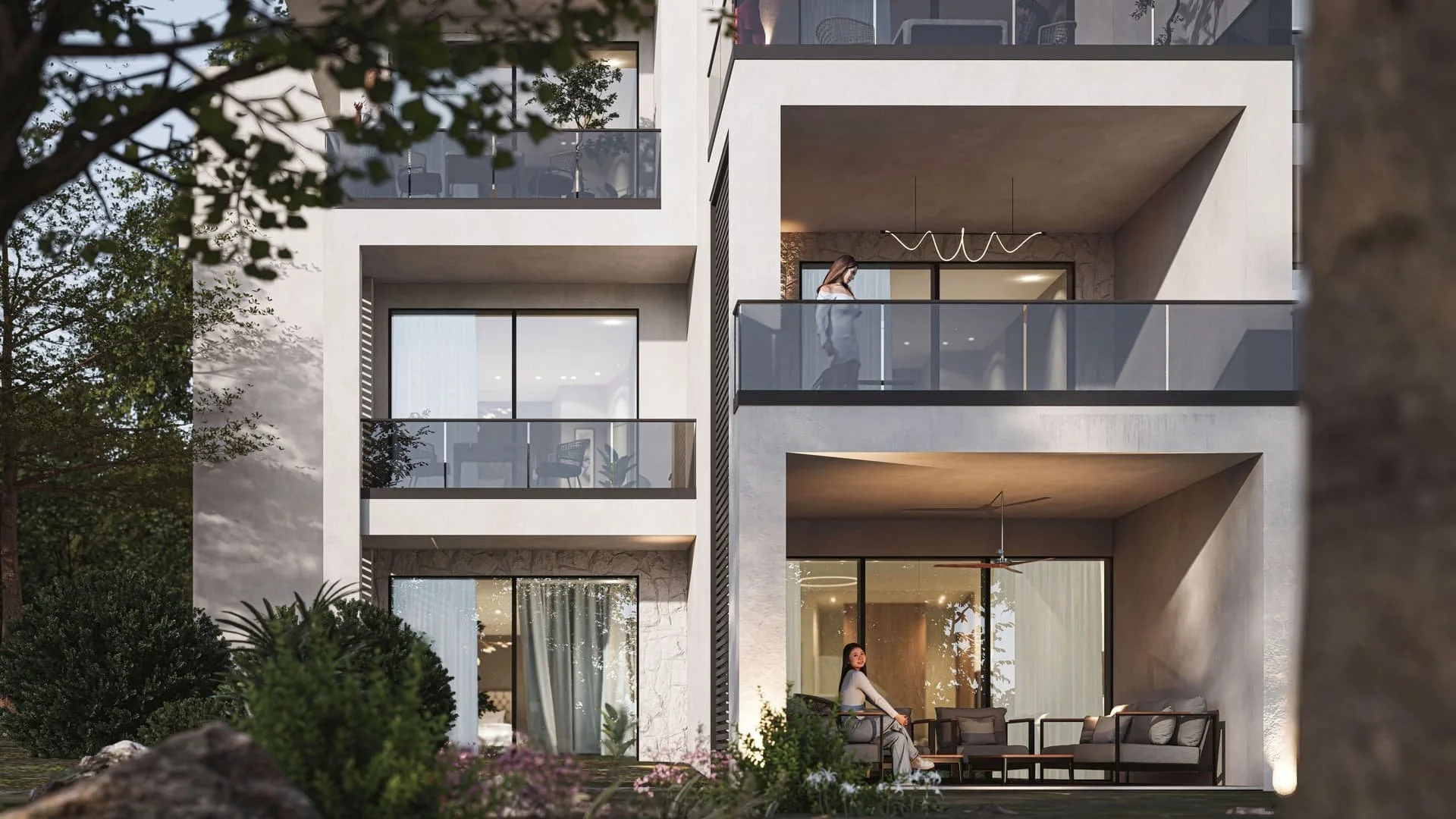 تصميم تخيلي: Ground-floor unit terrace opening onto a private garden