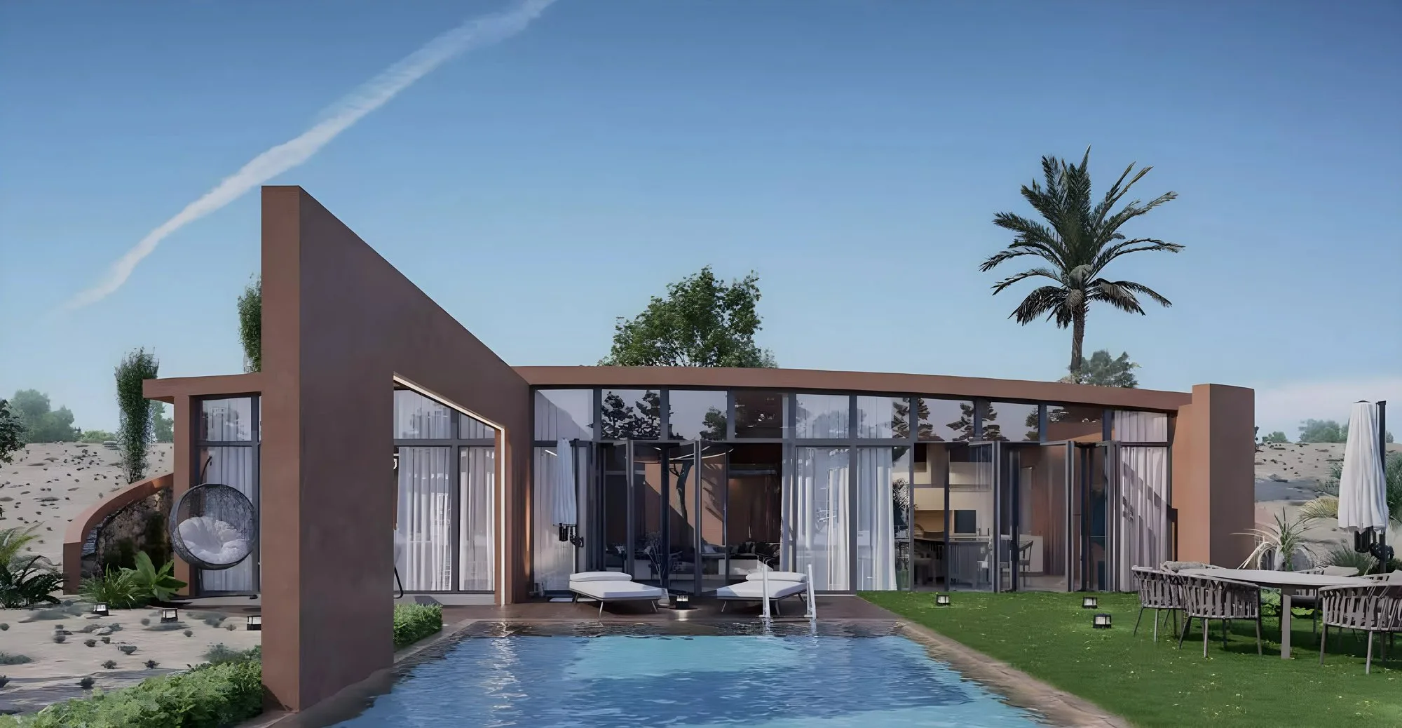 تصميم تخيلي: Wadi Soma villa with pool, render