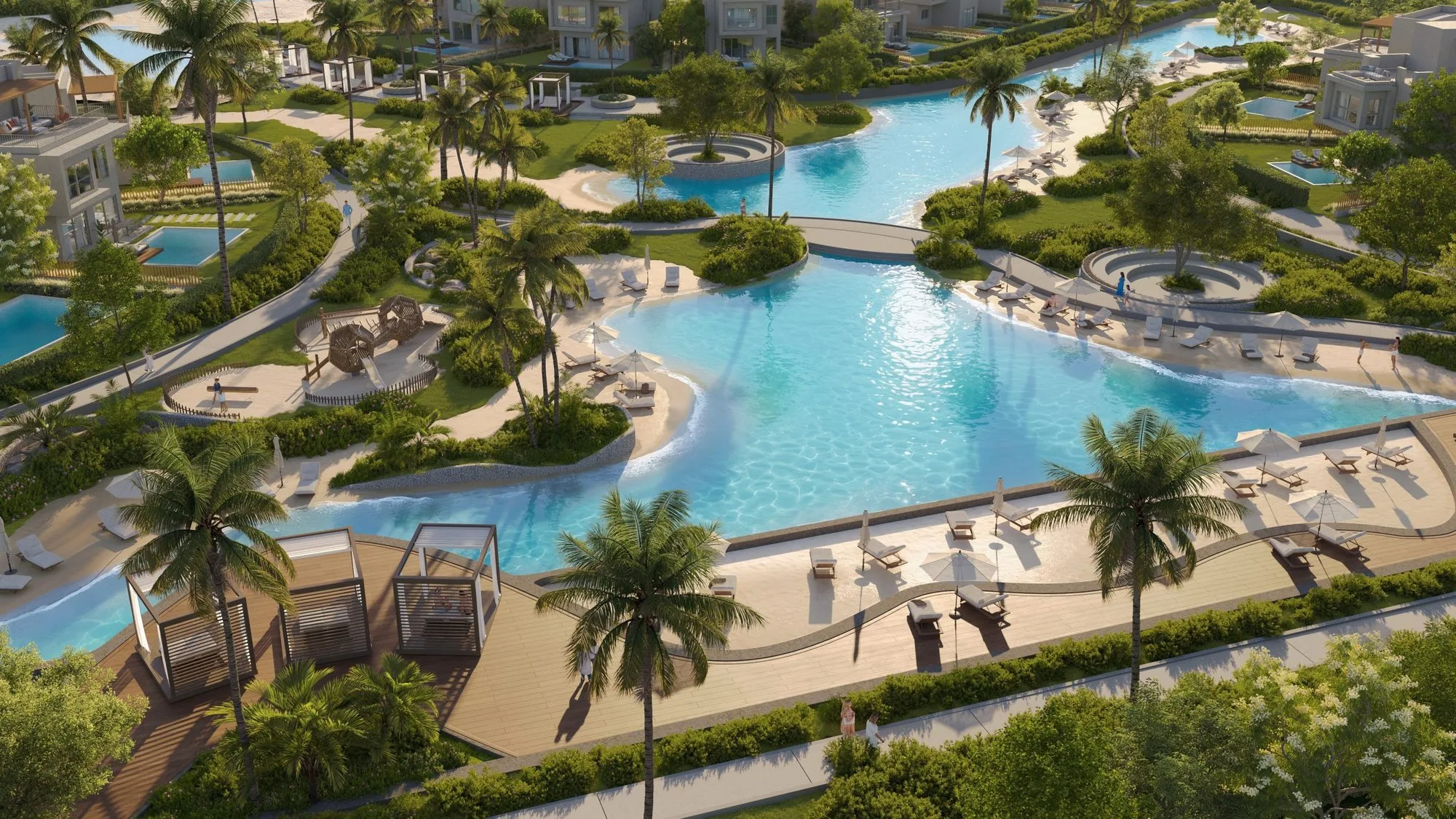 تصميم تخيلي: Makadina crystal lagoon, aerial (developer render)