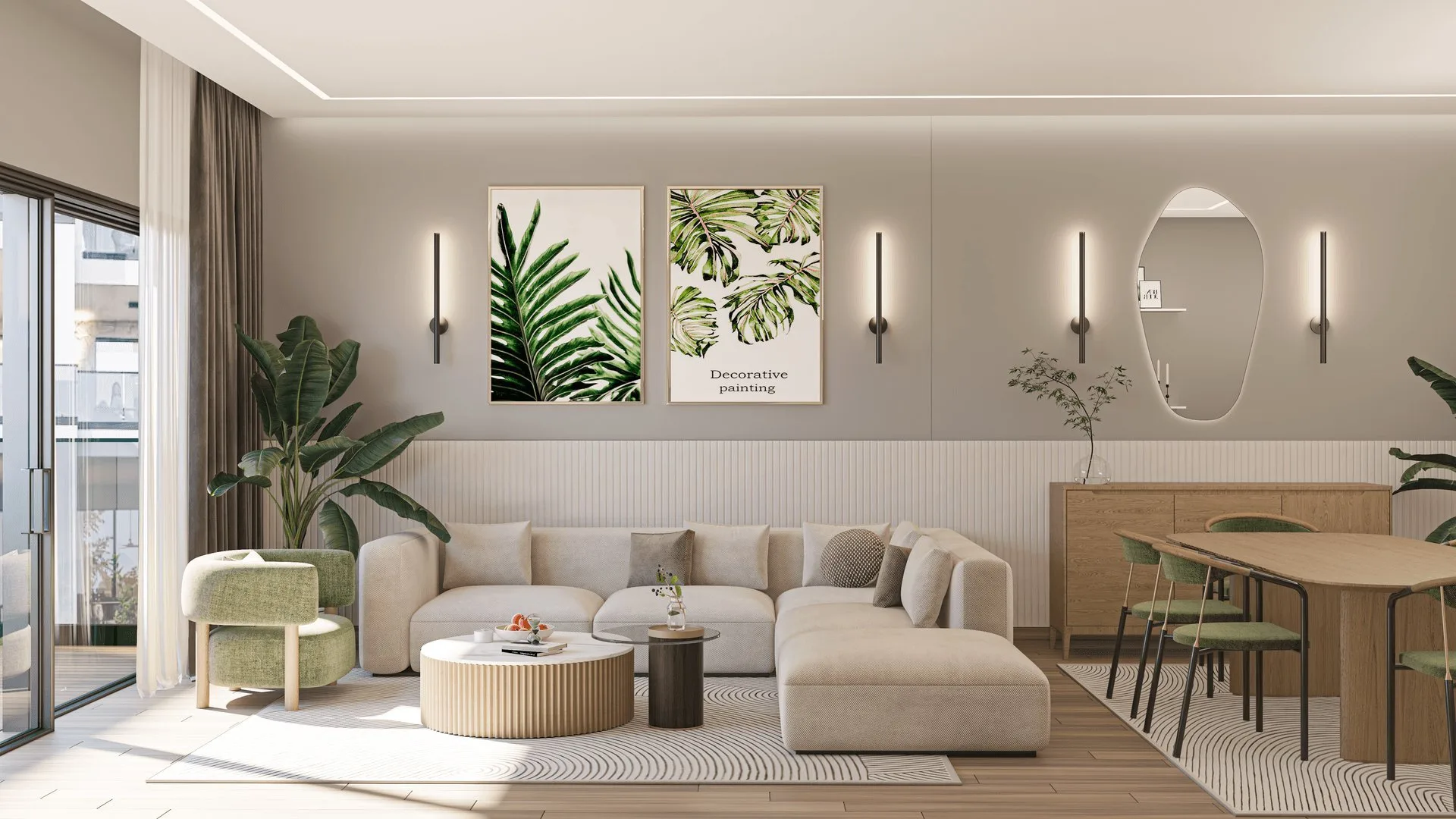 تصميم تخيلي: Show-unit render: living and dining room