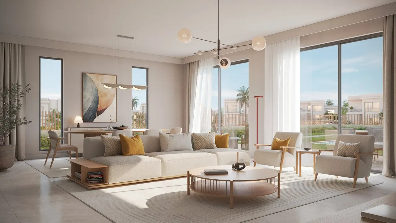 تصميم تخيلي: Interior finishing, living room (developer render)