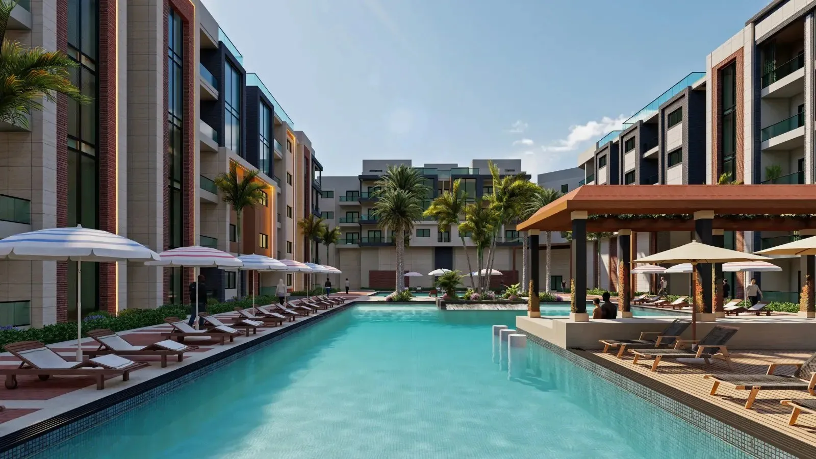 Recreación: Pool and pool bar (developer render)